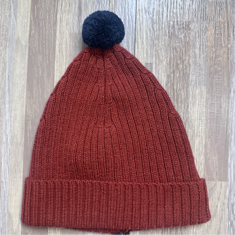 Alpaca Pom Pom Beanie for Kids - Burnt Henna NWT